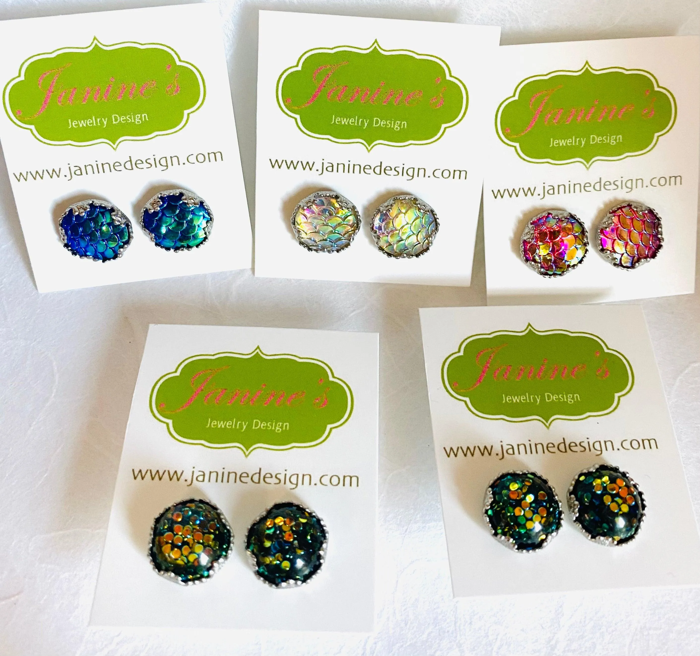 Mermaid Studs/Scale Resin Earrings/Mermaid Earrings