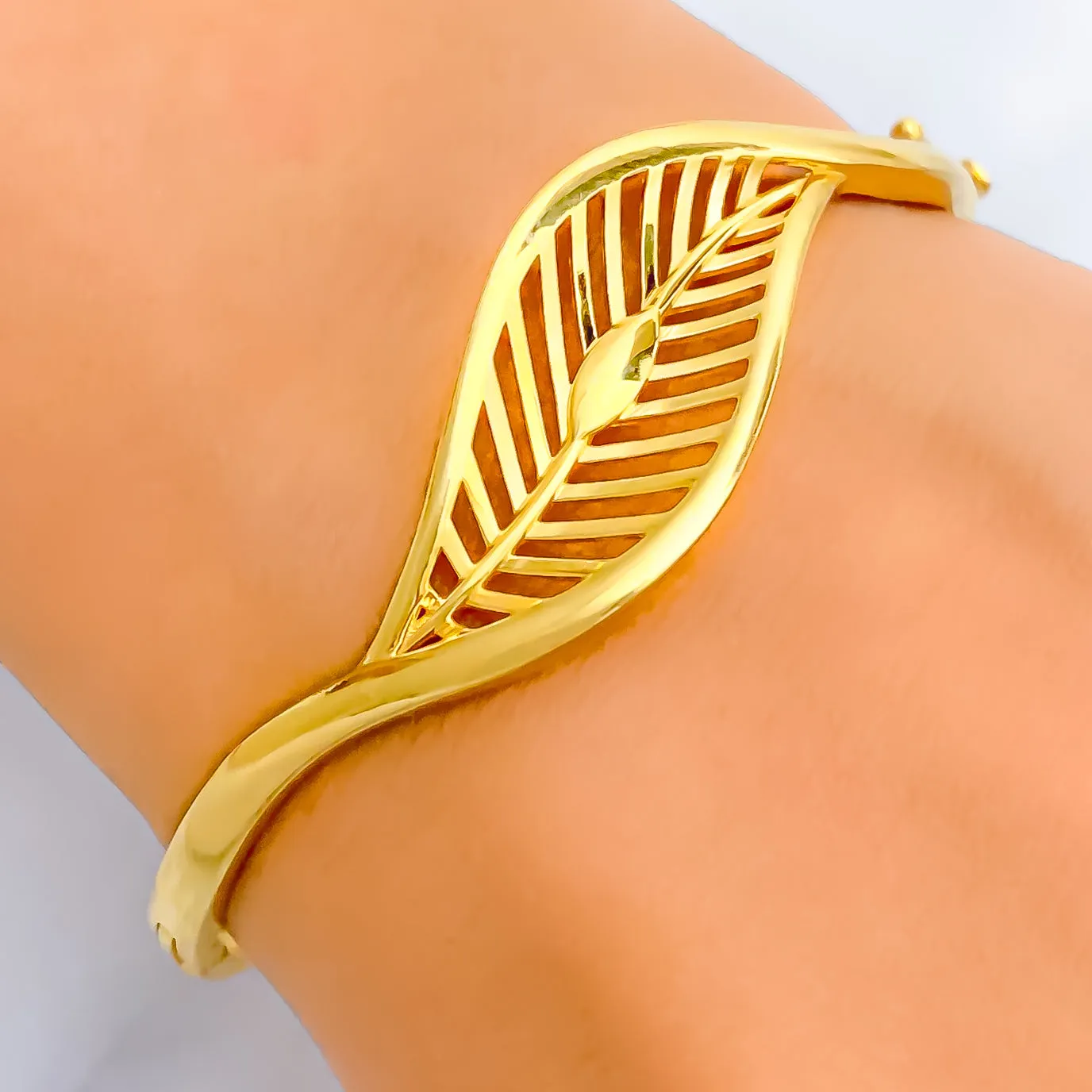 Mesmerizing Minimalist 22k Gold Leaf Bangle Bracelet