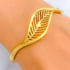 Mesmerizing Minimalist 22k Gold Leaf Bangle Bracelet