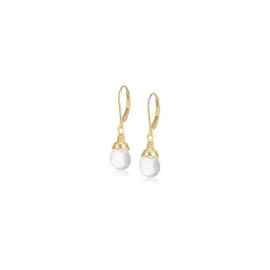 Milky Rock Crystal Drop Earrings in Vermeil