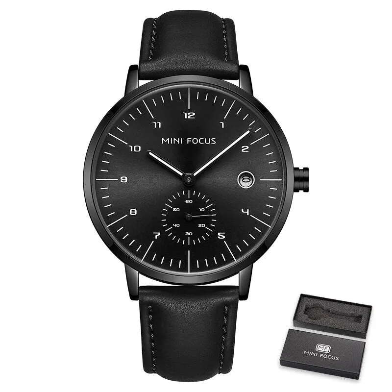 MINI FOCUS Luxury Brand Men Watch Male Leather Watchband Watches Simple Style Casual Waterproof Wristwatch Montre Femme