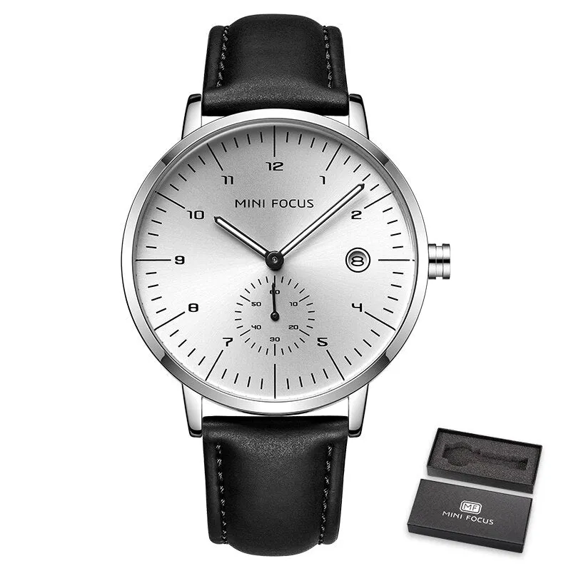 MINI FOCUS Luxury Brand Men Watch Male Leather Watchband Watches Simple Style Casual Waterproof Wristwatch Montre Femme