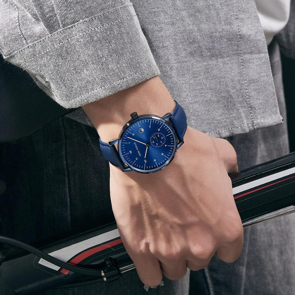 MINI FOCUS Luxury Brand Men Watch Male Leather Watchband Watches Simple Style Casual Waterproof Wristwatch Montre Femme