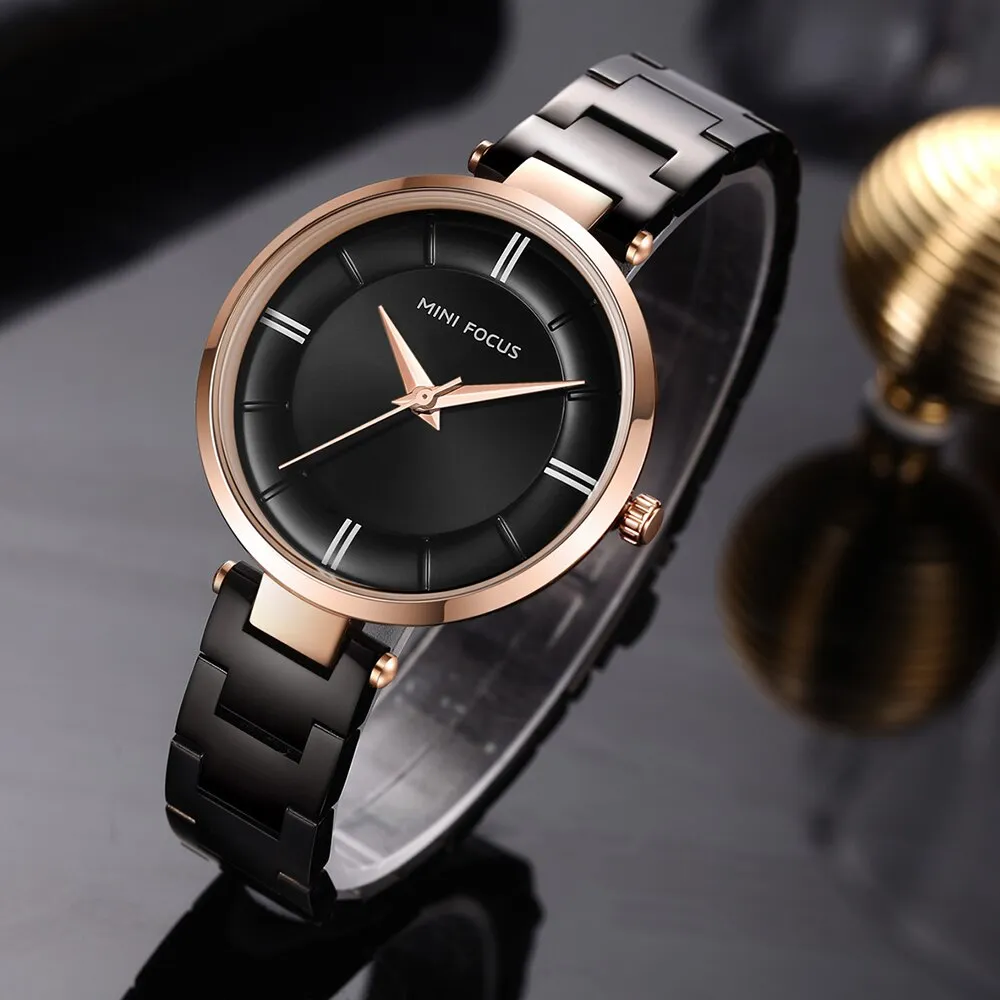 MINI FOCUS Women Fashion Blue Quartz Watch Lady Stainless Stee Watchband High Quality Casual Dress Wristwatch Gift for Ladies