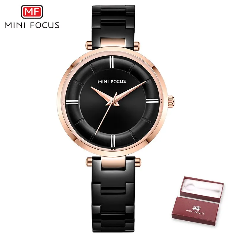 MINI FOCUS Women Fashion Blue Quartz Watch Lady Stainless Stee Watchband High Quality Casual Dress Wristwatch Gift for Ladies