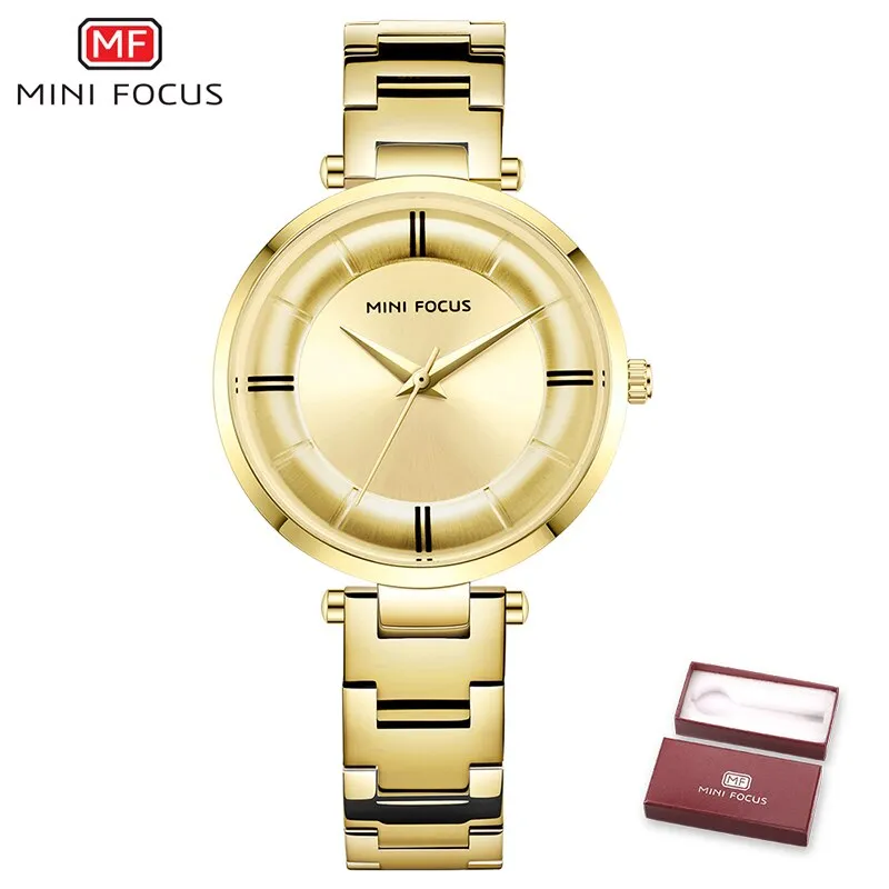 MINI FOCUS Women Fashion Blue Quartz Watch Lady Stainless Stee Watchband High Quality Casual Dress Wristwatch Gift for Ladies