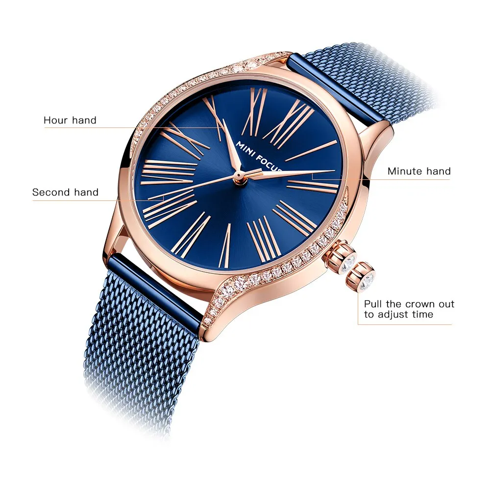 MINI FOCUS Women Watches Luxury Brand Quartz Watch Womens Fashion Casual Dress Simple Watch Waterproof Ladies Clock Reloj Mujer