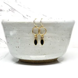 Mini Navette Earrings - Black