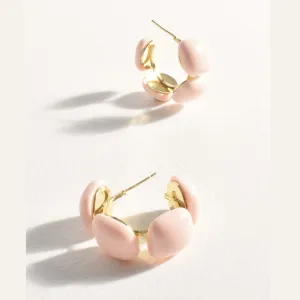Mini Resin Metal Hoop Earrings (Pink)