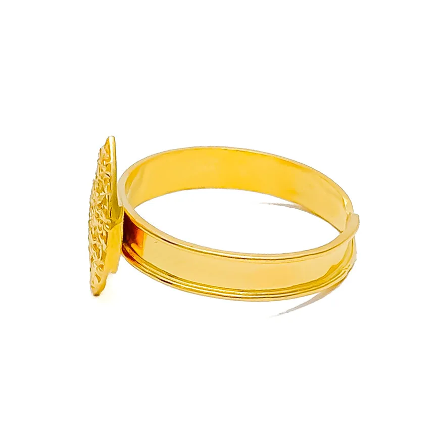 Minimalist Meshed Marquise 21k Gold Bracelet W / Matching Ring