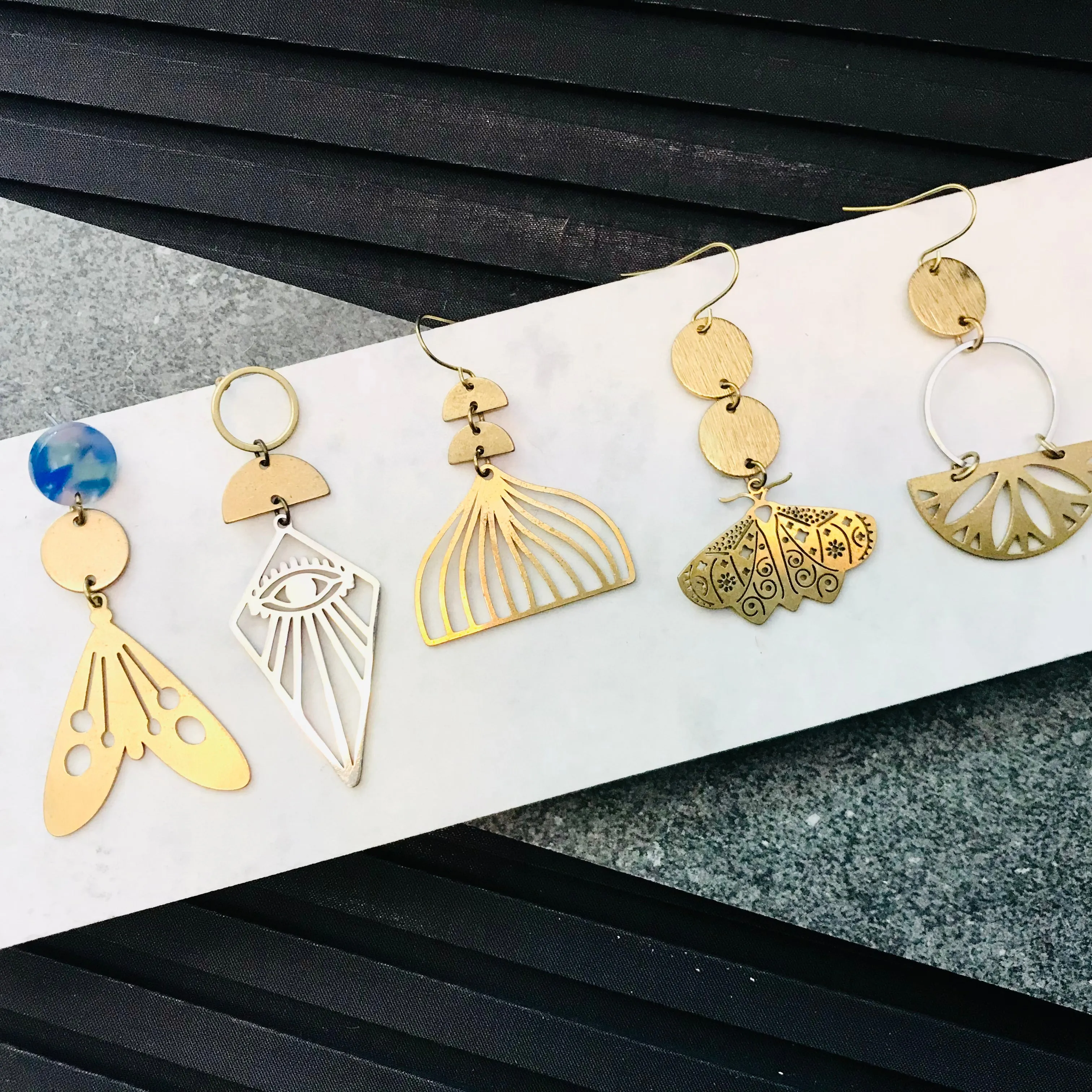 Mixed Metal and Resin Earrings - medium