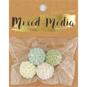 MM KNITTED BEAD 16MM GREENS 4PC