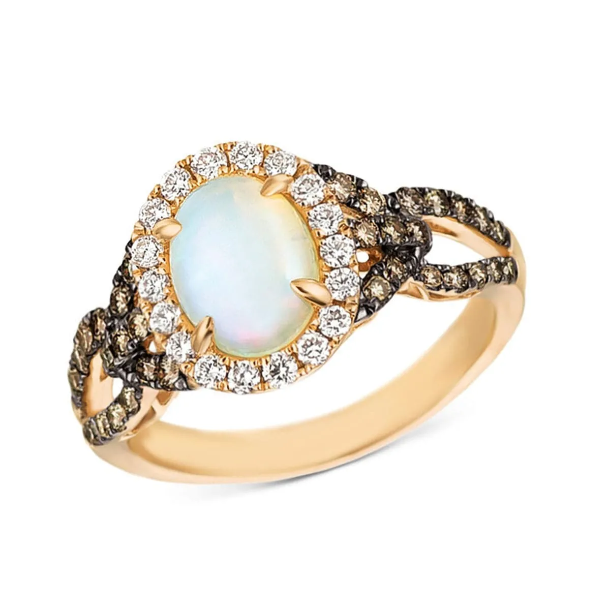 Moonstone & Crystal 18k Gold-Plated Hollow Halo Ring