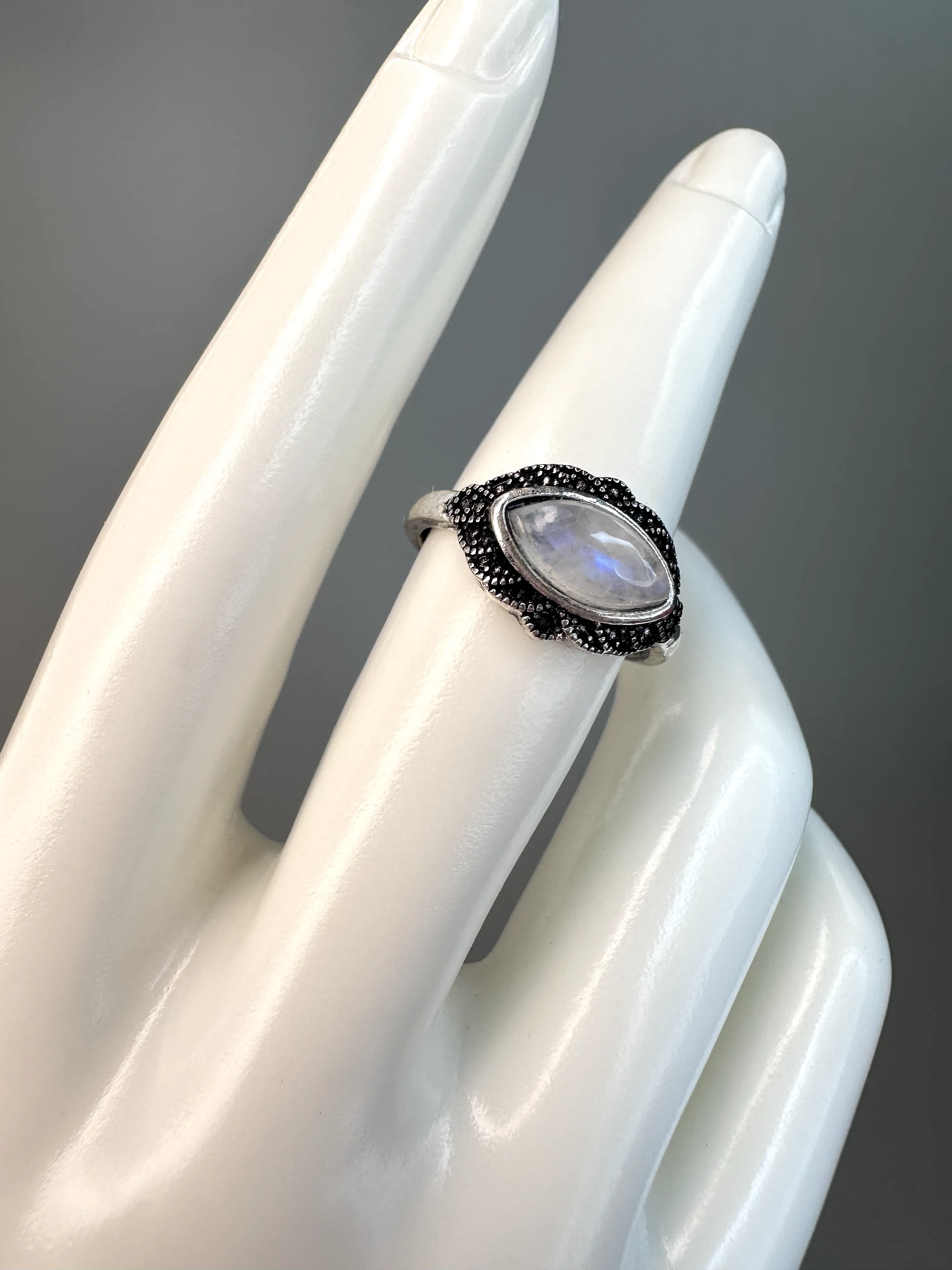 Moonstone "Eye" Ring | Adjustable | Silver Plated | Flashy