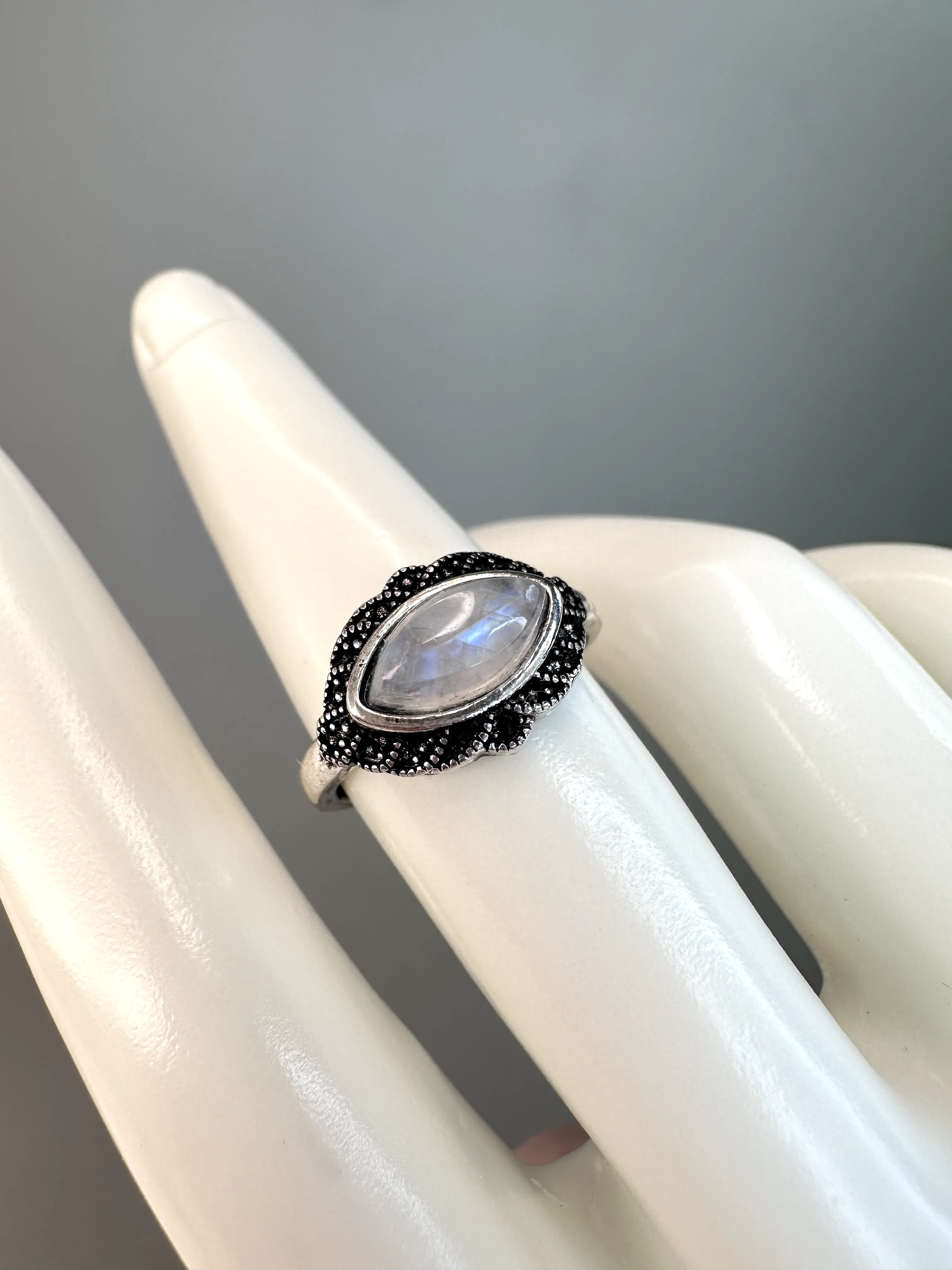 Moonstone "Eye" Ring | Adjustable | Silver Plated | Flashy