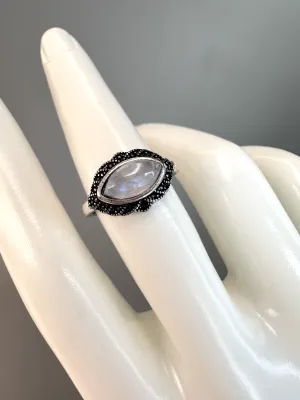 Moonstone "Eye" Ring | Adjustable | Silver Plated | Flashy
