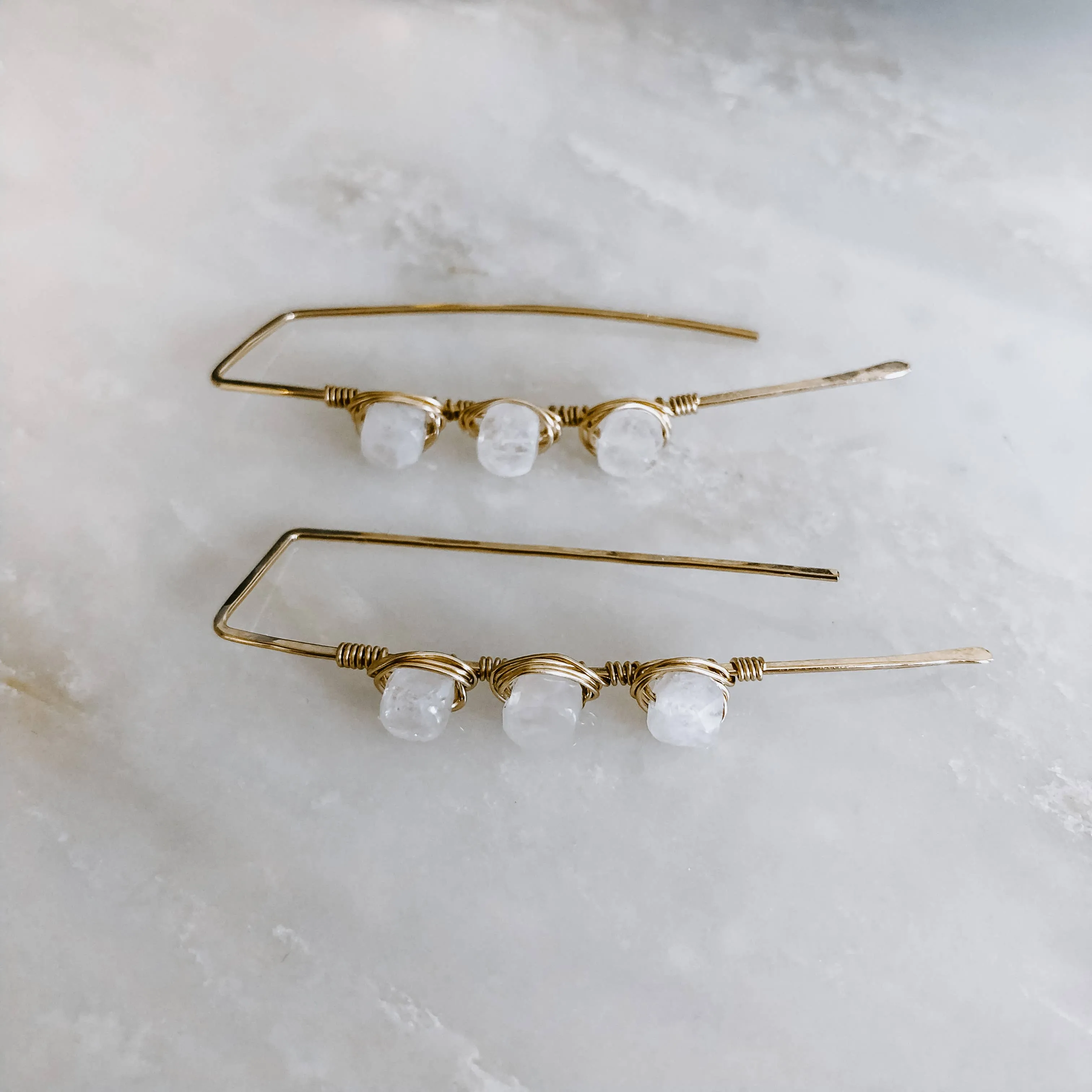 Moonstone Triple Stone Threaders