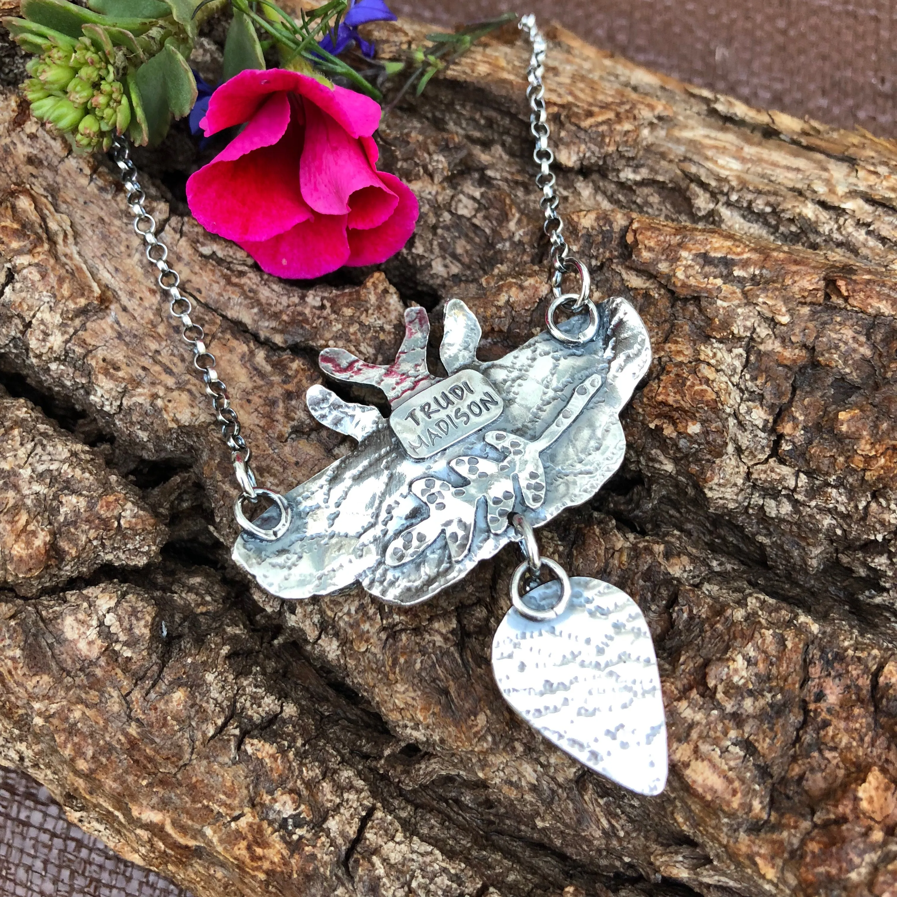 Moth and Skull Turquoise Necklace