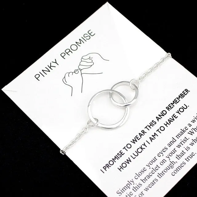 Mother and Daughter Heart Silver Charm Bracelets Pinky promise Women Fashion Jewelry Drop Shipping