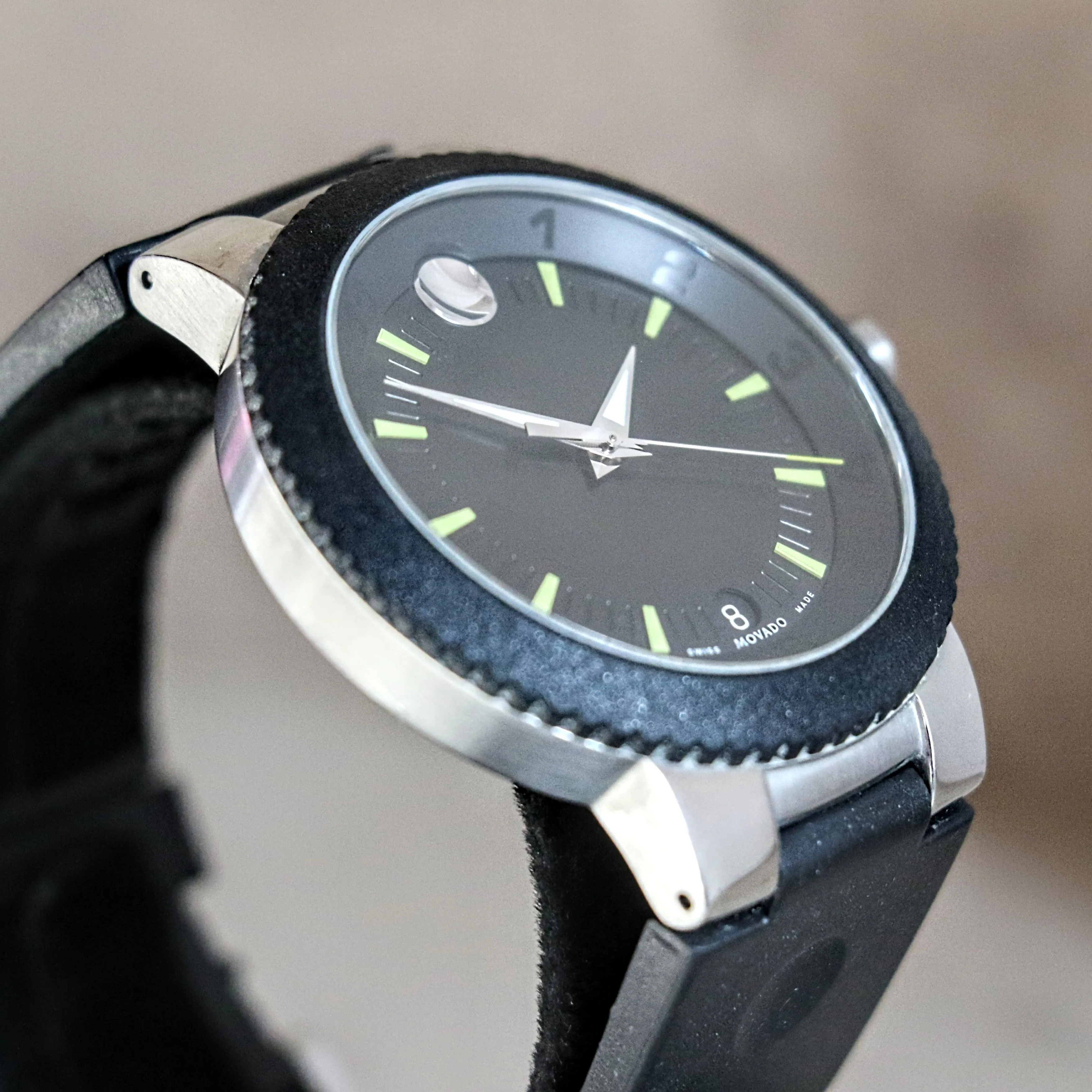 MOVADO Sport Edge Watch Black Dial Ref. 54.30.1286 Stainless Steel Case Wristwatch
