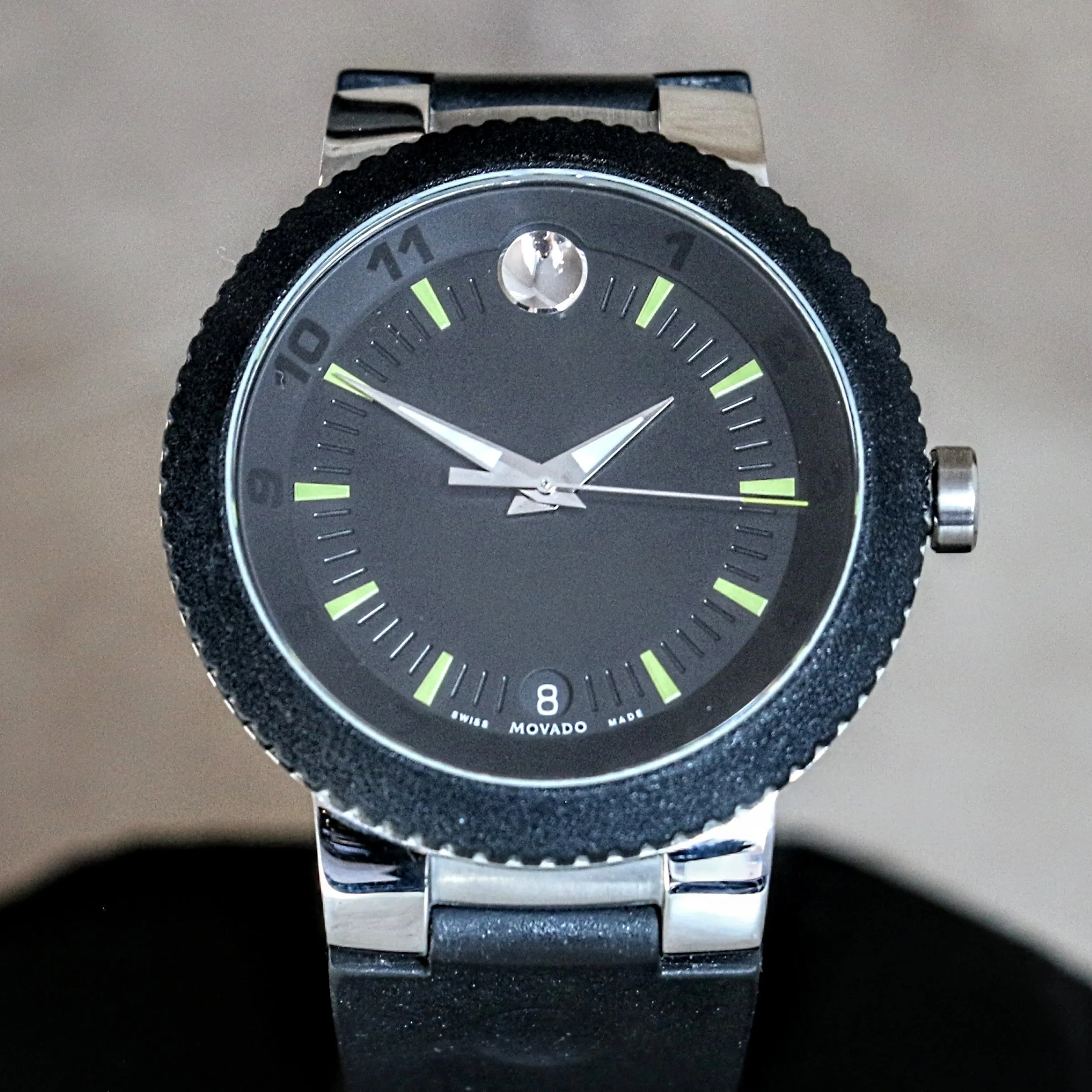 MOVADO Sport Edge Watch Black Dial Ref. 54.30.1286 Stainless Steel Case Wristwatch