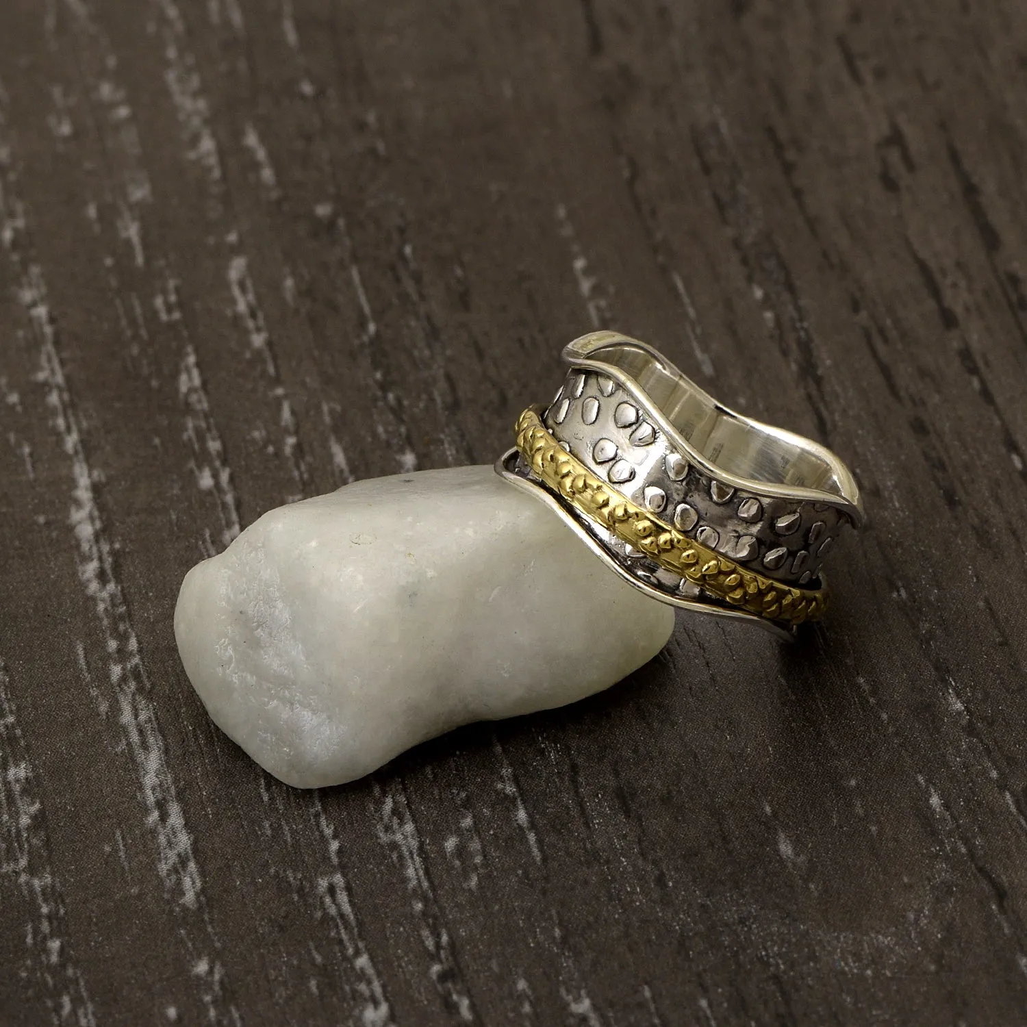 Multi Band Engraved Spinner Ring