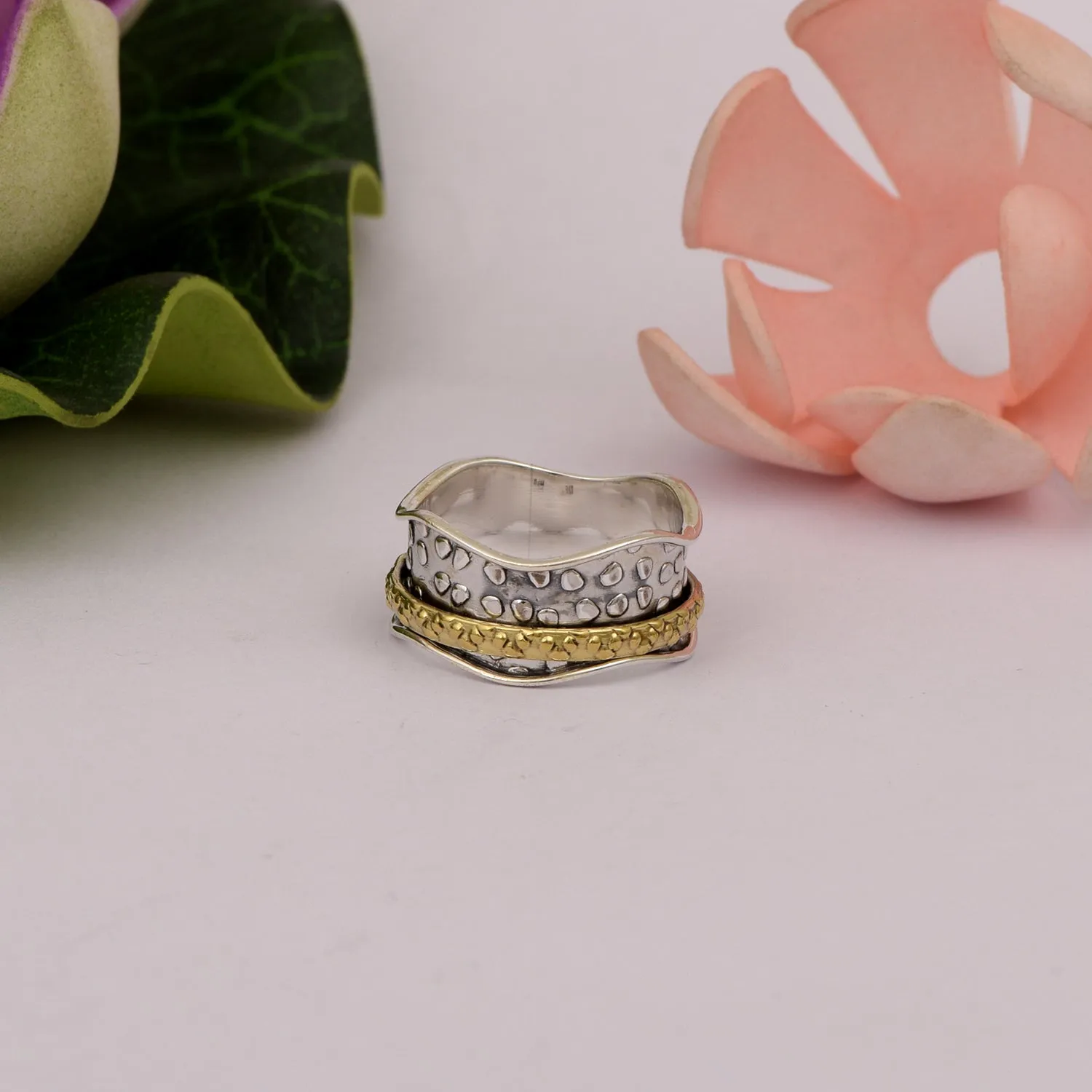 Multi Band Engraved Spinner Ring