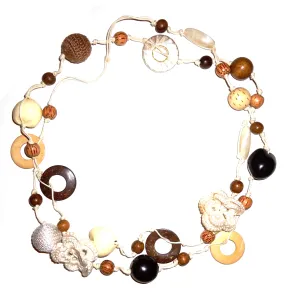Multi Bead Necklace - Brown & Cream