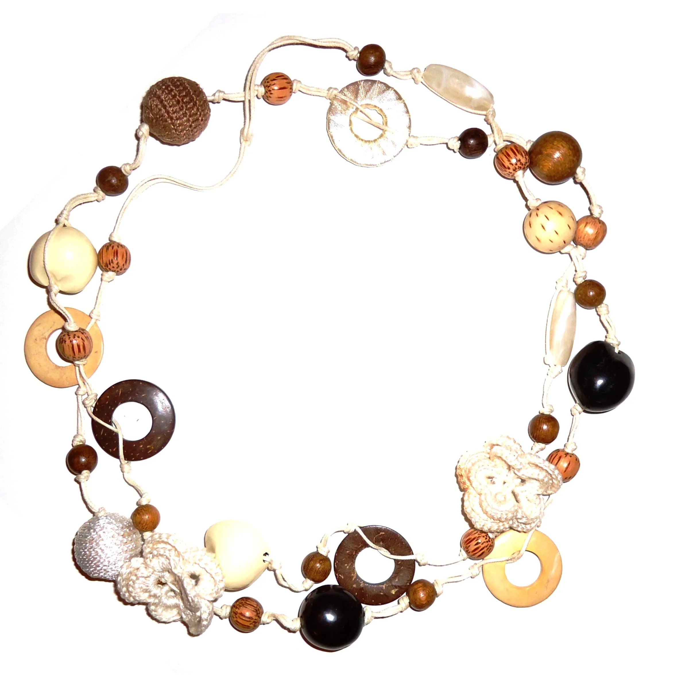 Multi Bead Necklace - Brown & Cream