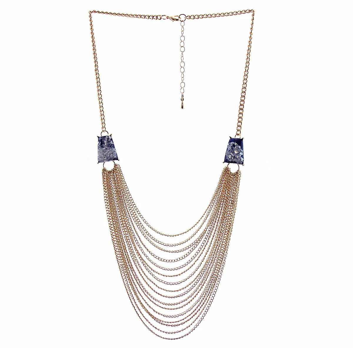 Multiple Strand Bib Necklace - Dark Blue