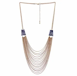 Multiple Strand Bib Necklace - Dark Blue