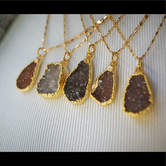 NATURAL DRUZY GOLD NECKLACE