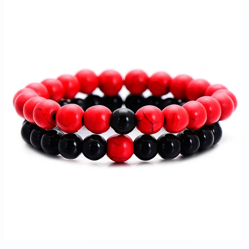 Natural Stone Owl Agate Bracelet Double Strip Elastic Rope Beaded Bracelet