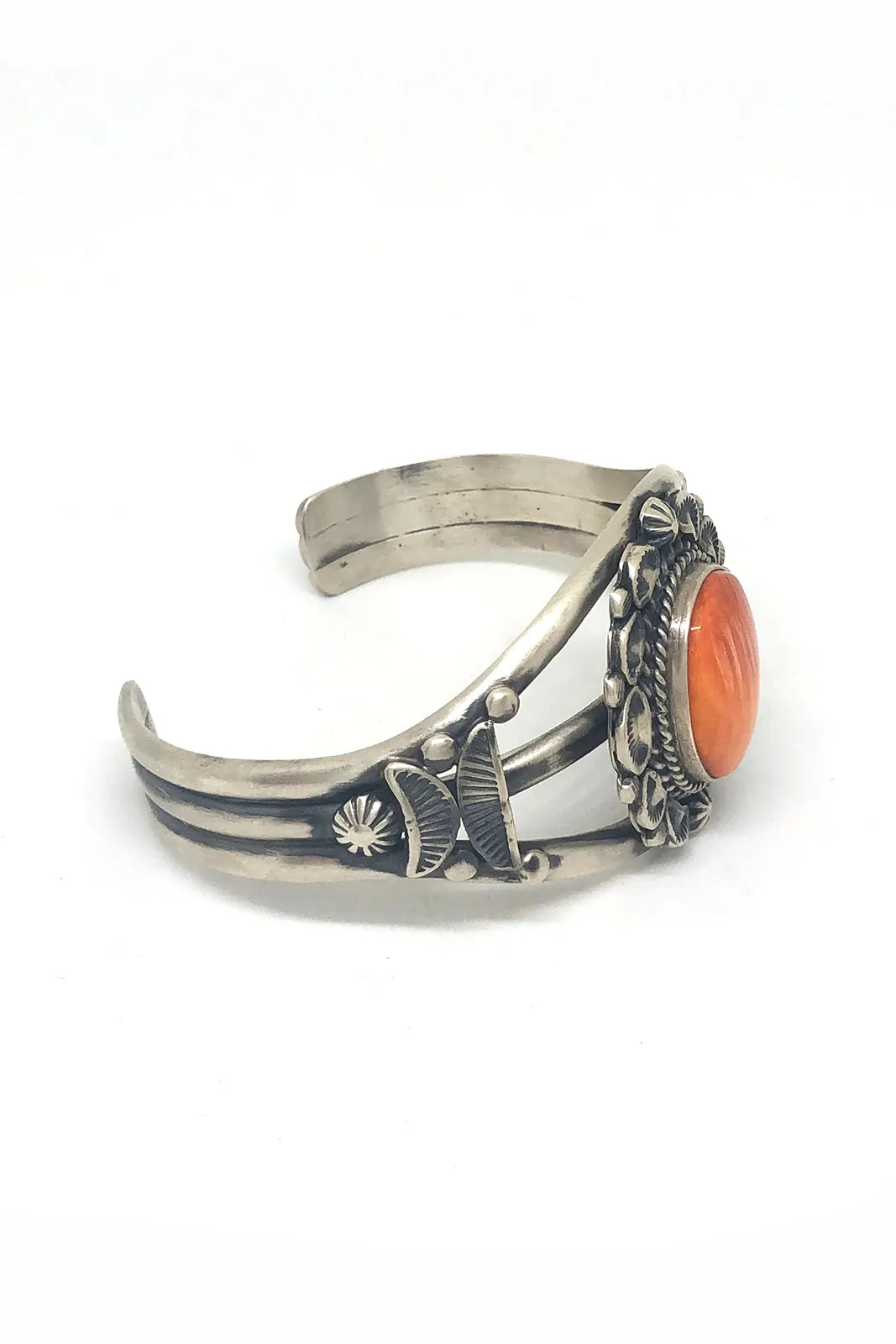 Navajo Orange Spiny Shell Cuff by Artist Landoll Benally