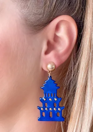 Navy Gia Pagoda Resin Statement Earrings