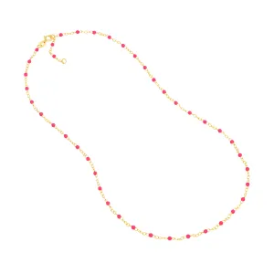 Neon Pink Enamel Bead Piatto Chain Necklace