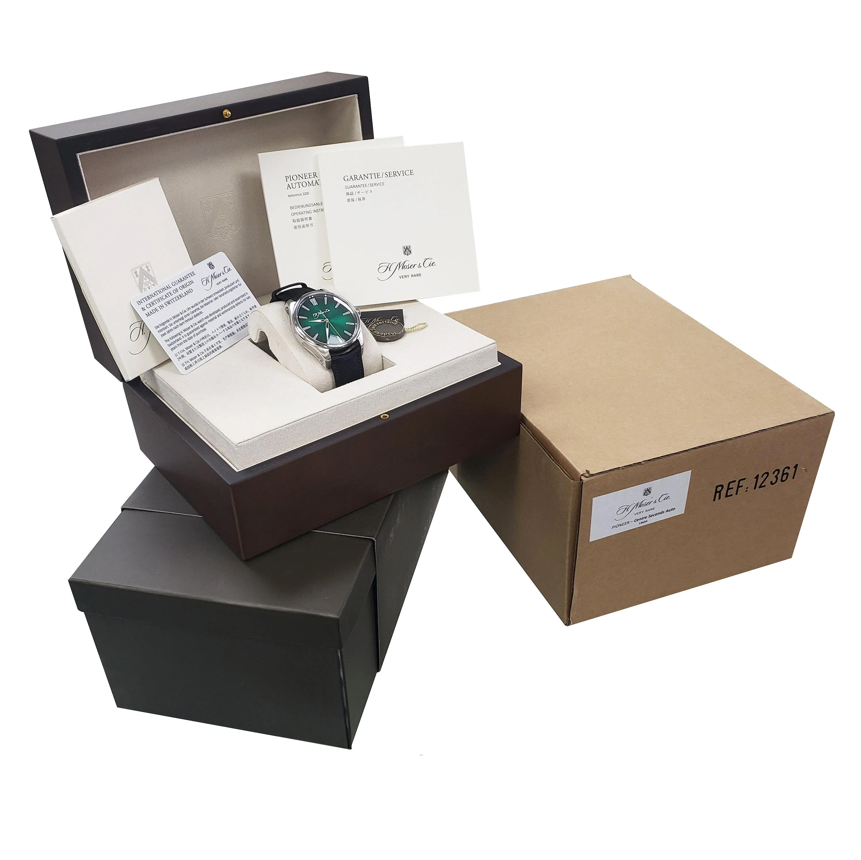 NEW 2020 H. Moser & Cie. Pioneer Centre Seconds Cosmic Green 42.8mm 3200-1202