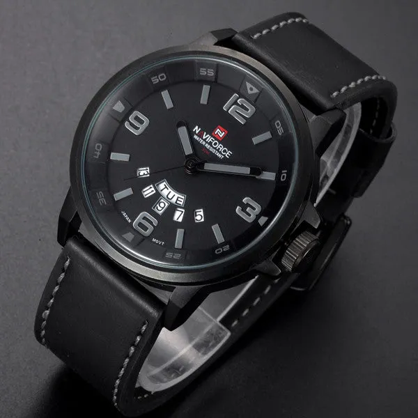 New Luxury Brand Leather Strap Analog Men's Quartz Date Clock Fashion Casual Sports Watches Men Military Wrist Watch