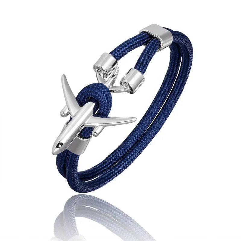 New Modern Elegant Fashion Anchor For Men And Women Luxury Airplane Bracelets Charm Rope Chain Paracord Hope To Safe Jewelry Hombres