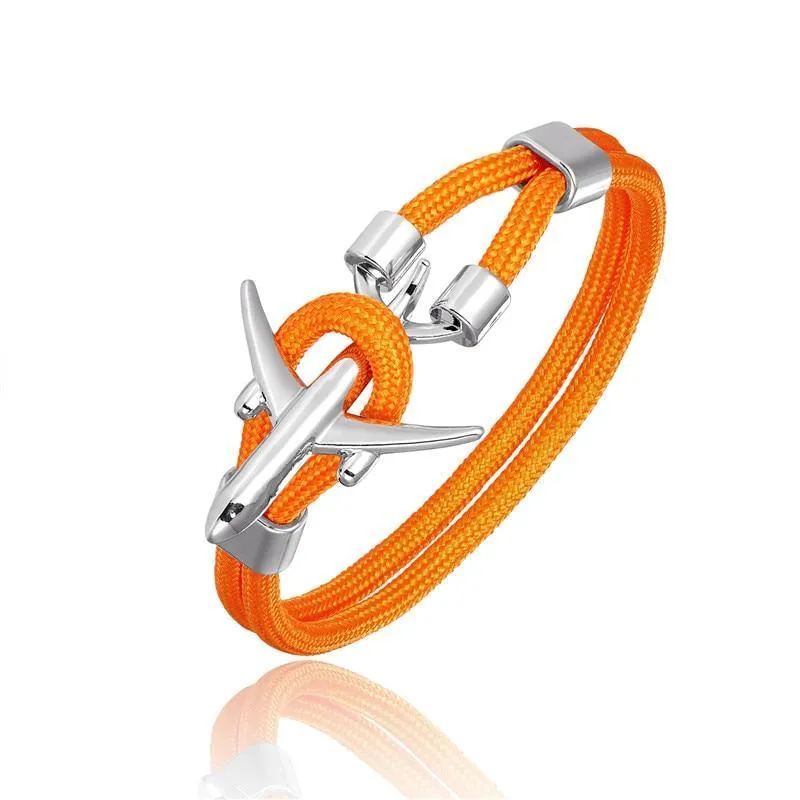 New Modern Elegant Fashion Anchor For Men And Women Luxury Airplane Bracelets Charm Rope Chain Paracord Hope To Safe Jewelry Hombres