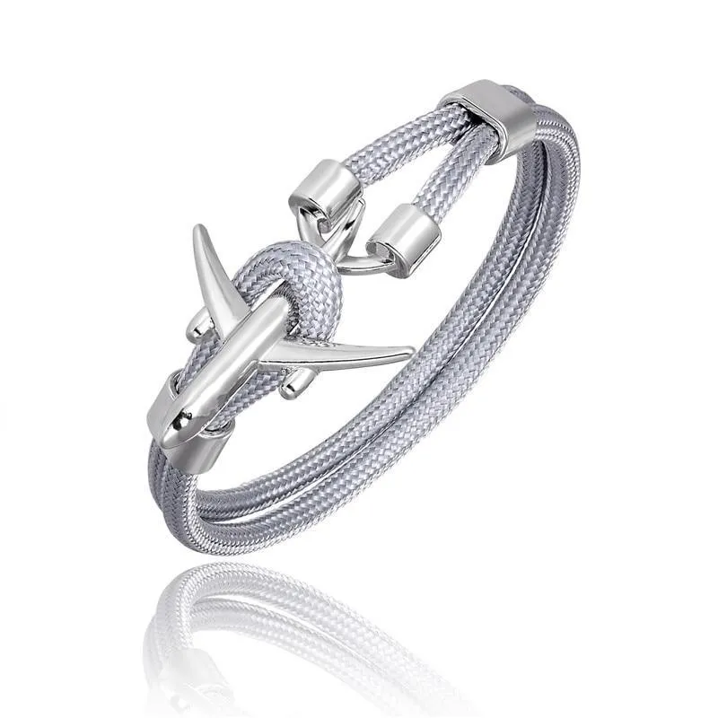 New Modern Elegant Fashion Anchor For Men And Women Luxury Airplane Bracelets Charm Rope Chain Paracord Hope To Safe Jewelry Hombres