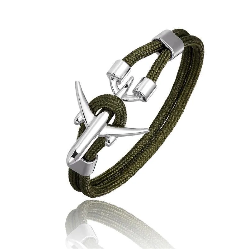 New Modern Elegant Fashion Anchor For Men And Women Luxury Airplane Bracelets Charm Rope Chain Paracord Hope To Safe Jewelry Hombres