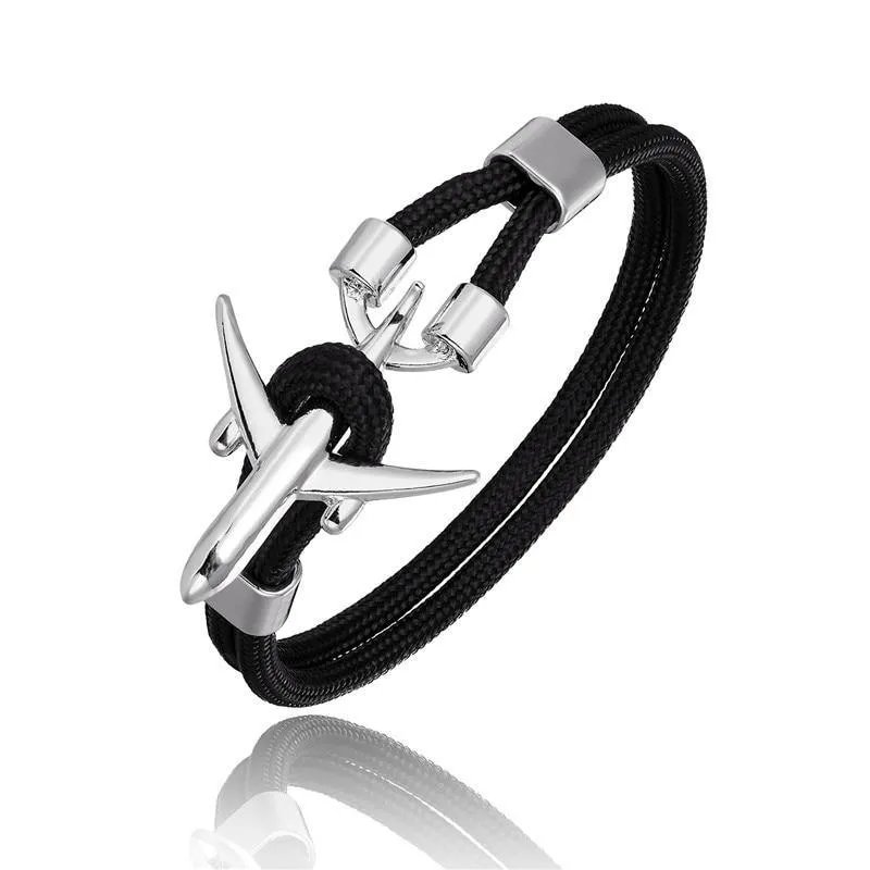 New Modern Elegant Fashion Anchor For Men And Women Luxury Airplane Bracelets Charm Rope Chain Paracord Hope To Safe Jewelry Hombres