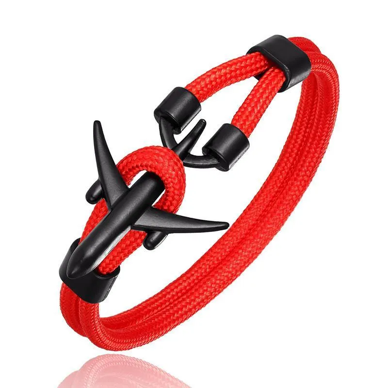 New Modern Elegant Fashion Anchor For Men And Women Luxury Airplane Bracelets Charm Rope Chain Paracord Hope To Safe Jewelry Hombres