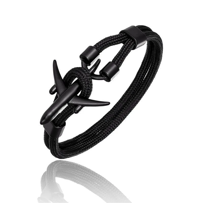 New Modern Elegant Fashion Anchor For Men And Women Luxury Airplane Bracelets Charm Rope Chain Paracord Hope To Safe Jewelry Hombres