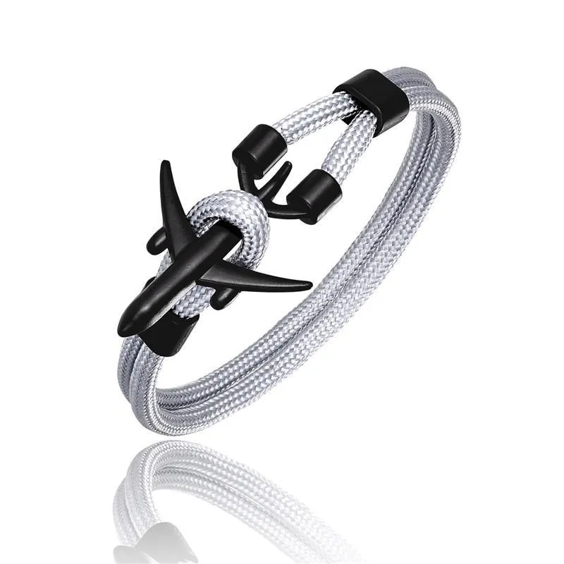 New Modern Elegant Fashion Anchor For Men And Women Luxury Airplane Bracelets Charm Rope Chain Paracord Hope To Safe Jewelry Hombres