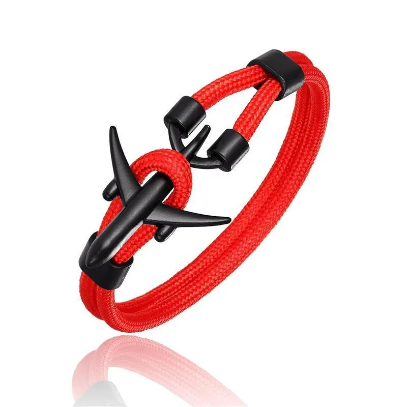 New Modern Elegant Fashion Anchor For Men And Women Luxury Airplane Bracelets Charm Rope Chain Paracord Hope To Safe Jewelry Hombres