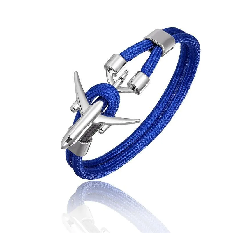 New Modern Elegant Fashion Anchor For Men And Women Luxury Airplane Bracelets Charm Rope Chain Paracord Hope To Safe Jewelry Hombres