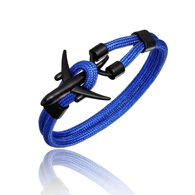 New Modern Elegant Fashion Anchor For Men And Women Luxury Airplane Bracelets Charm Rope Chain Paracord Hope To Safe Jewelry Hombres