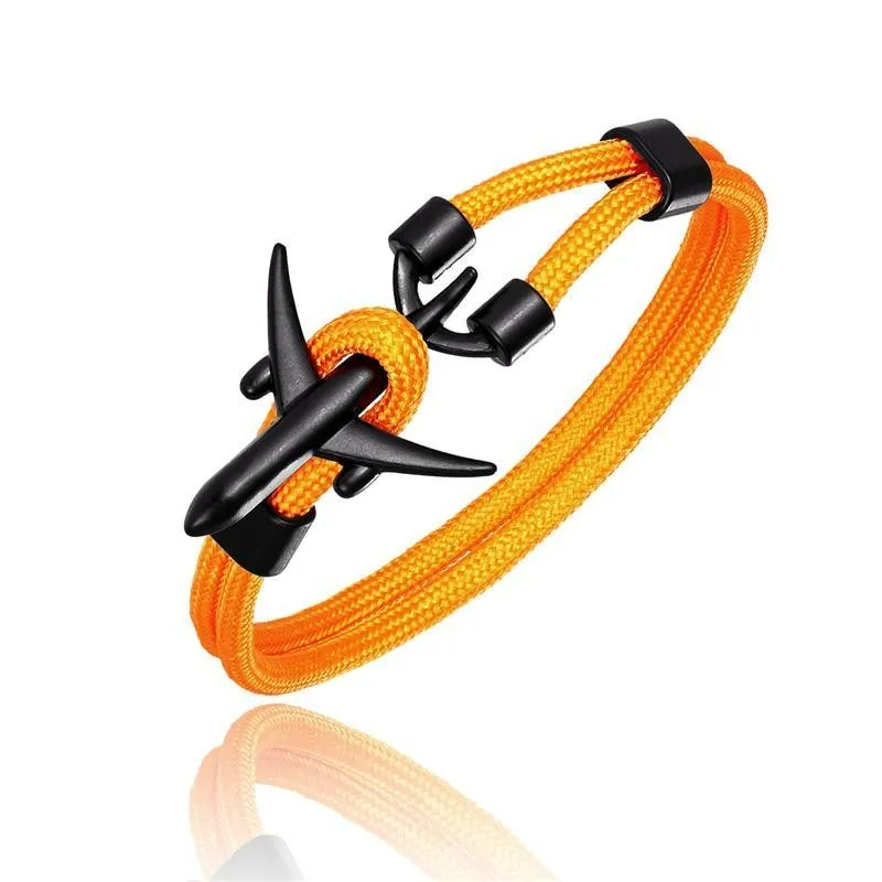 New Modern Elegant Fashion Anchor For Men And Women Luxury Airplane Bracelets Charm Rope Chain Paracord Hope To Safe Jewelry Hombres
